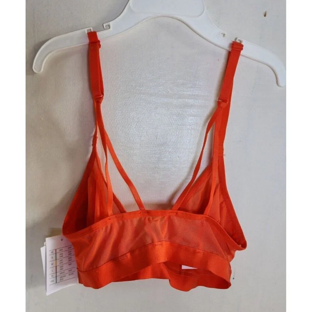 New Auden Women's Orange Sheer Pullover Bralette Adjustable Straps Size XS